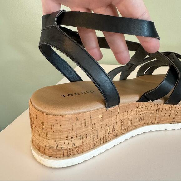 Torrid Women's Black Cork Round Toe Ankle Strap Platform Gladiator Sandal 11.5W - Picture 3 of 12